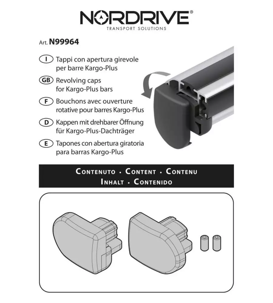 SET 2 TAPPI APRIBILI PER BARRE KARGO-PLUS  N99964