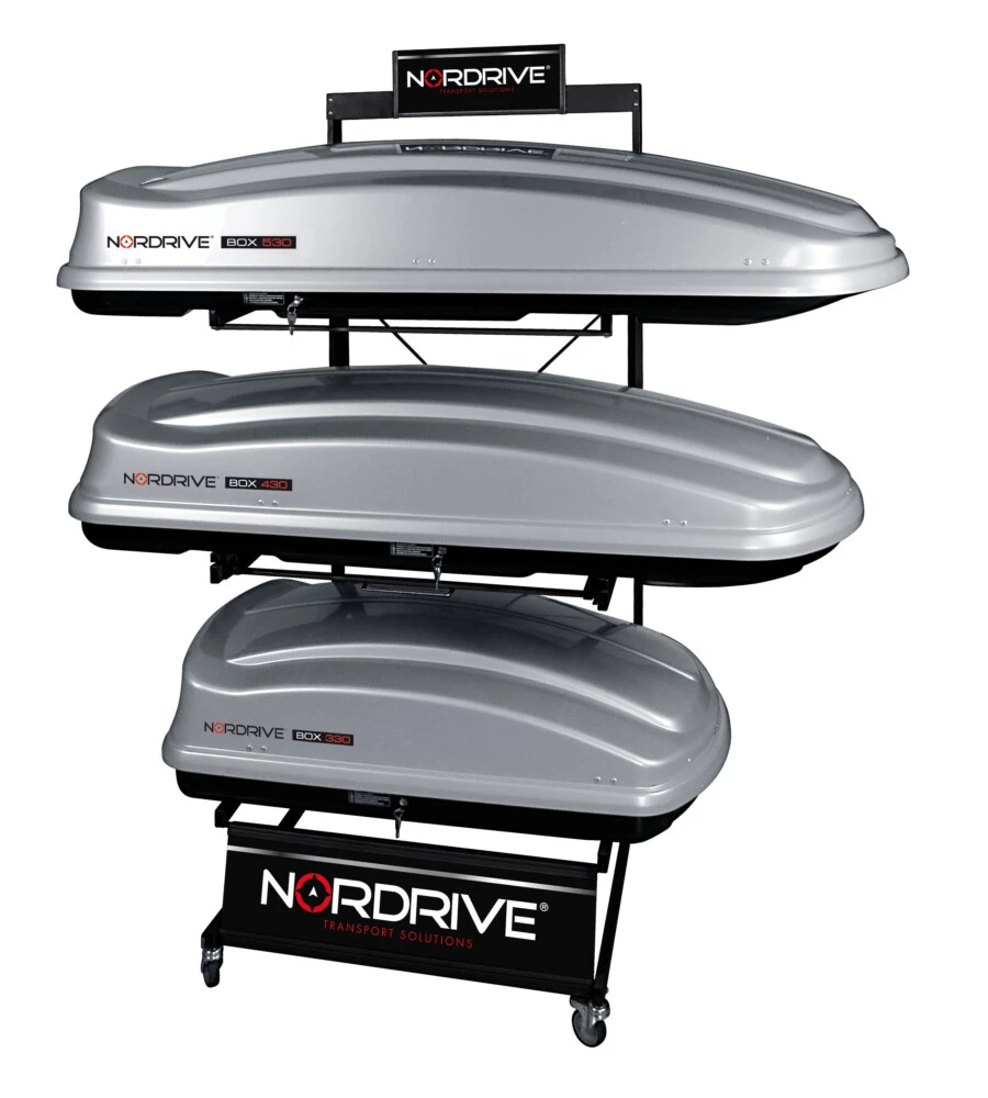 ESPOSITORE CON RUOTE PER 3 BOX TETTO  N60030