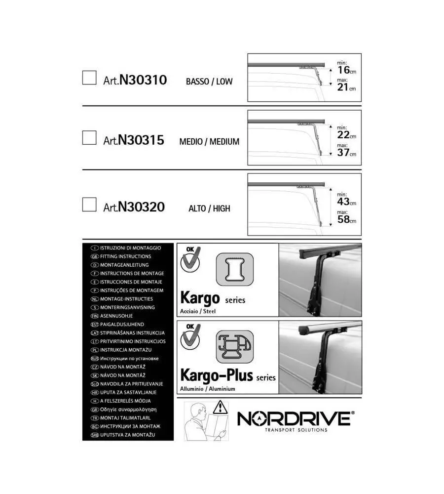 SET 2 PIEDI PER GRONDINA (22-37CM) PER BARRE KARGO  N30315 - NORDRIVE
