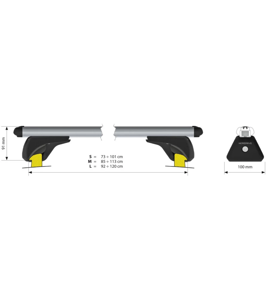 COPPIA BARRE PORTATUTTO IN ALLUMINIO IN-RAIL ALU - L - 127 CM  N15056