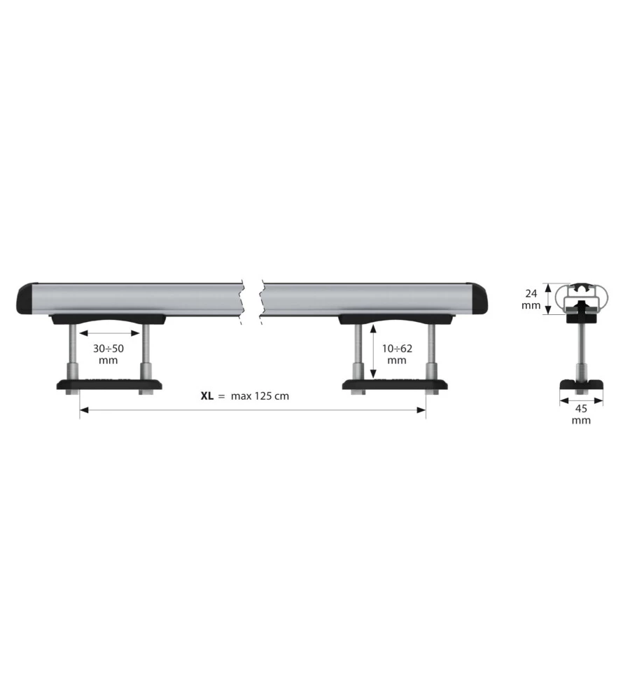 COPPIA BARRE PORTATUTTO KUMA IN ALLUMINIO - XL - 137 CM  N15006