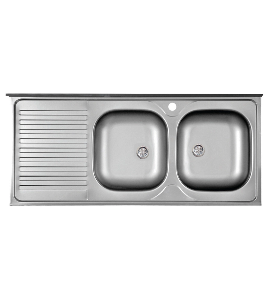 Lavello da cucina con doppia vasca a destra e gocciolatoio 120x50 cm