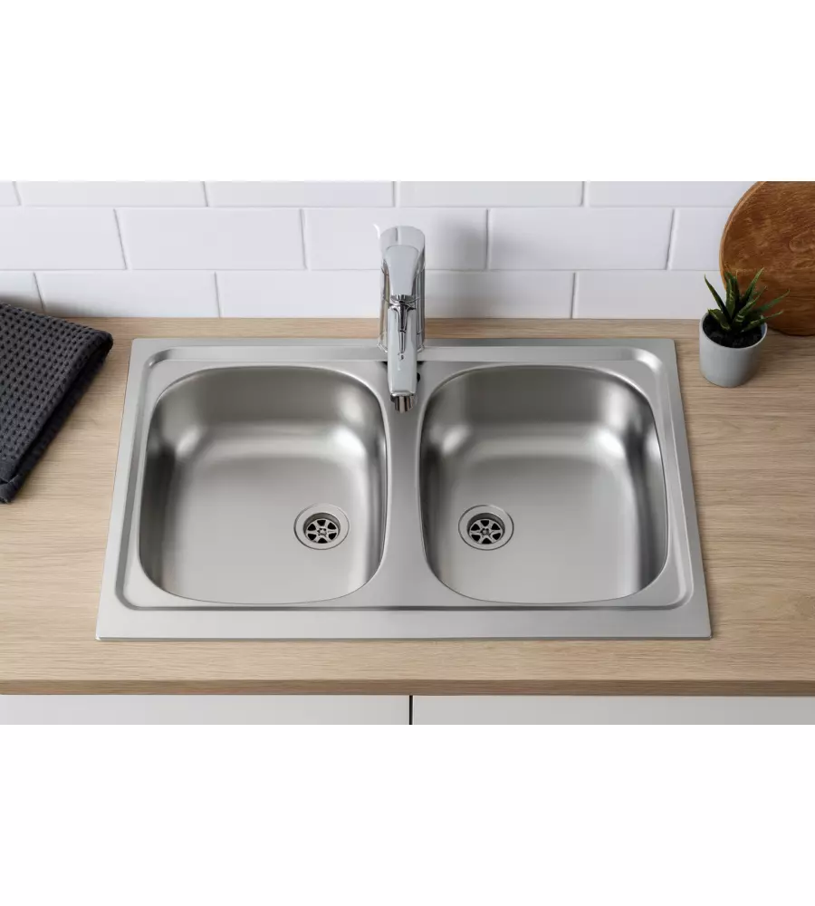 Lavello da cucina con vasca doppia 80x50 cm