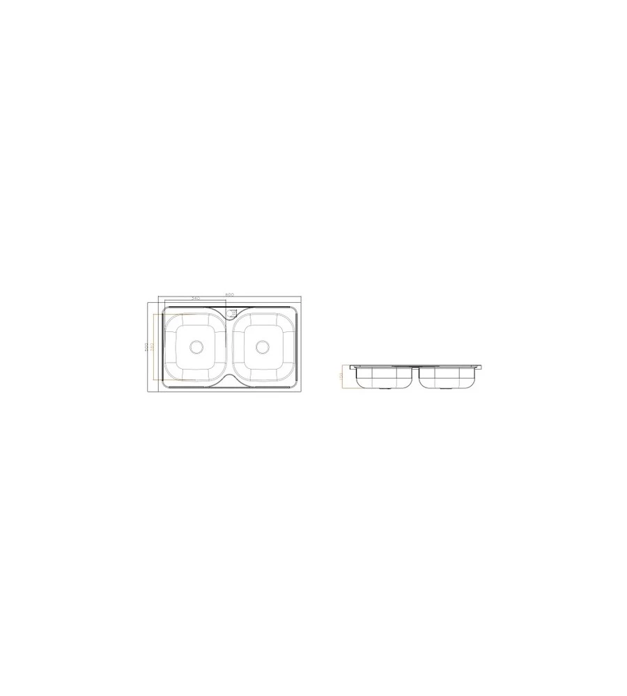 LAVELLO CUCINA DA APPOGGIO CON 2 VASCHE, 50X80 CM