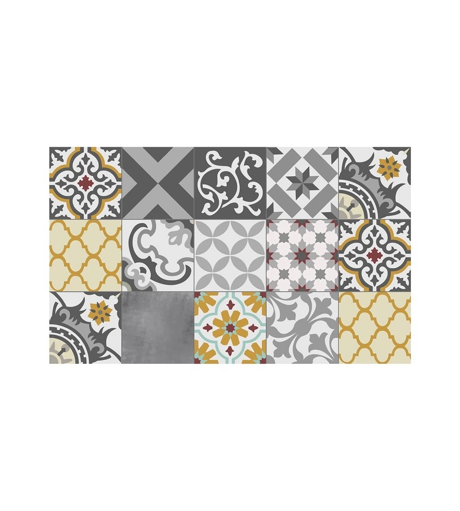 TAPPETO VINILICO STAMPATO "PATCH GRIGIO", 45X75 CM