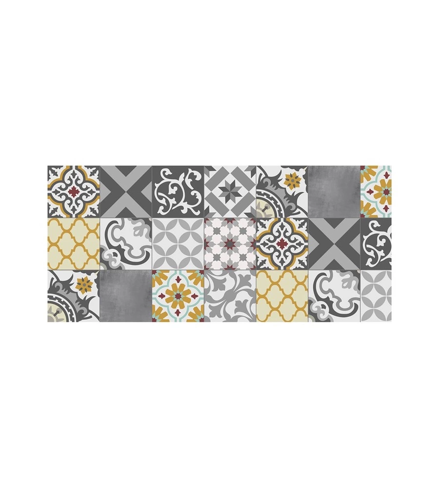 TAPPETO VINILICO STAMPATO "PATCH GRIGIO", 50X110 CM