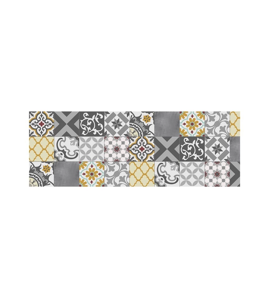 TAPPETO VINILICO STAMPATO "PATCH GRIGIO", 50X140 CM