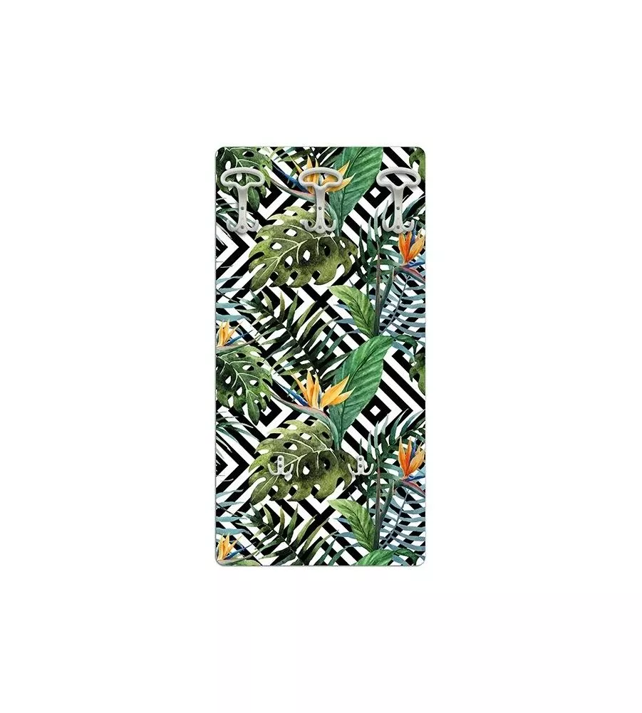 ATTACCAPANNI "TROPICAL" IN LEGNO CON 5 GANCI, 45X90X1 CM