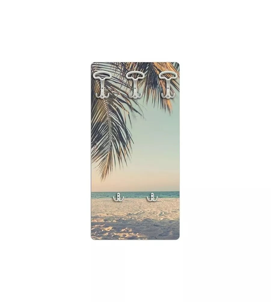 ATTACCAPANNI "PALM" IN LEGNO CON 5 GANCI, 45X90X1 CM