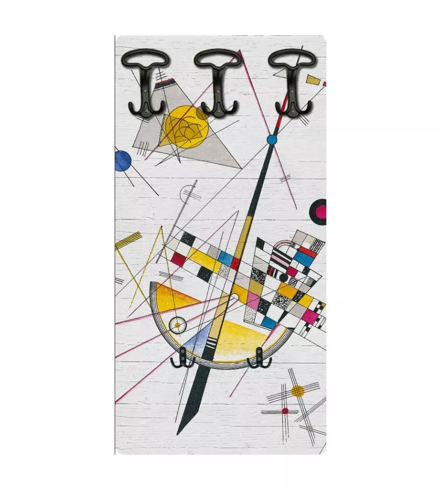 ATTACCAPANNI "KANDINSKY" IN LEGNO CON 5 GANCI, 45X90X1 CM