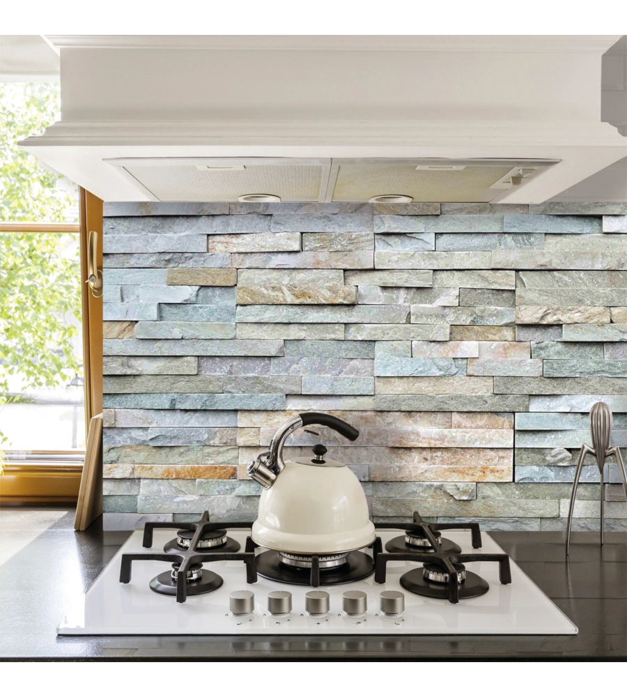 PARASCHIZZI ADESIVO IN PVC PIETRE GRIGIE, 260X60 CM