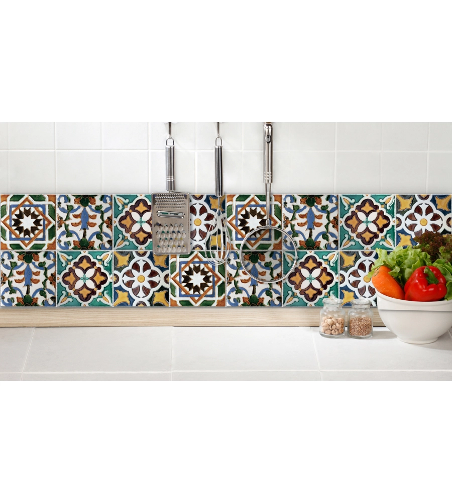 BORDO PARASCHIZZI IN ALLUMINIO AZULEJOS VERDI 2 PEZZI, 24X48 CM