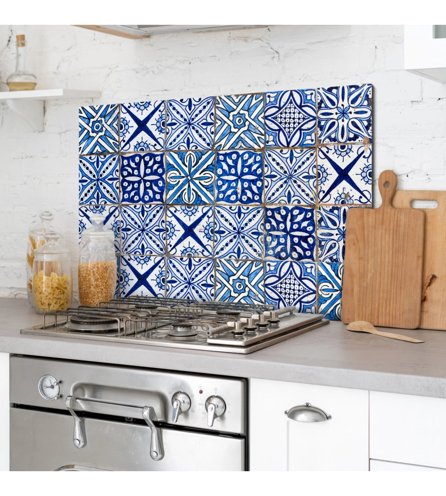 PARASCHIZZI IN ALLUMINIO AZULEJOS BLU, 48X72 CM