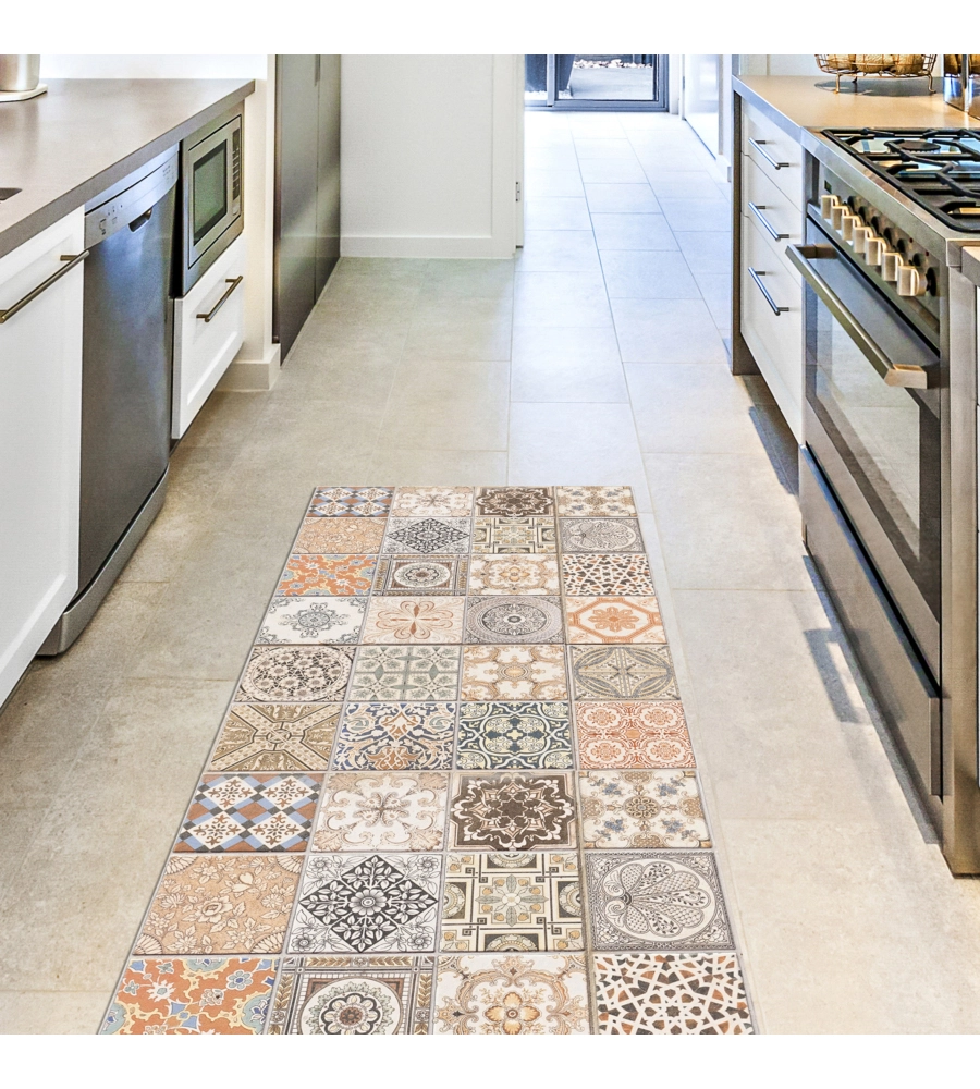 RUNNER IN VINILE "PERSIAN TILES", 50X180 CM
