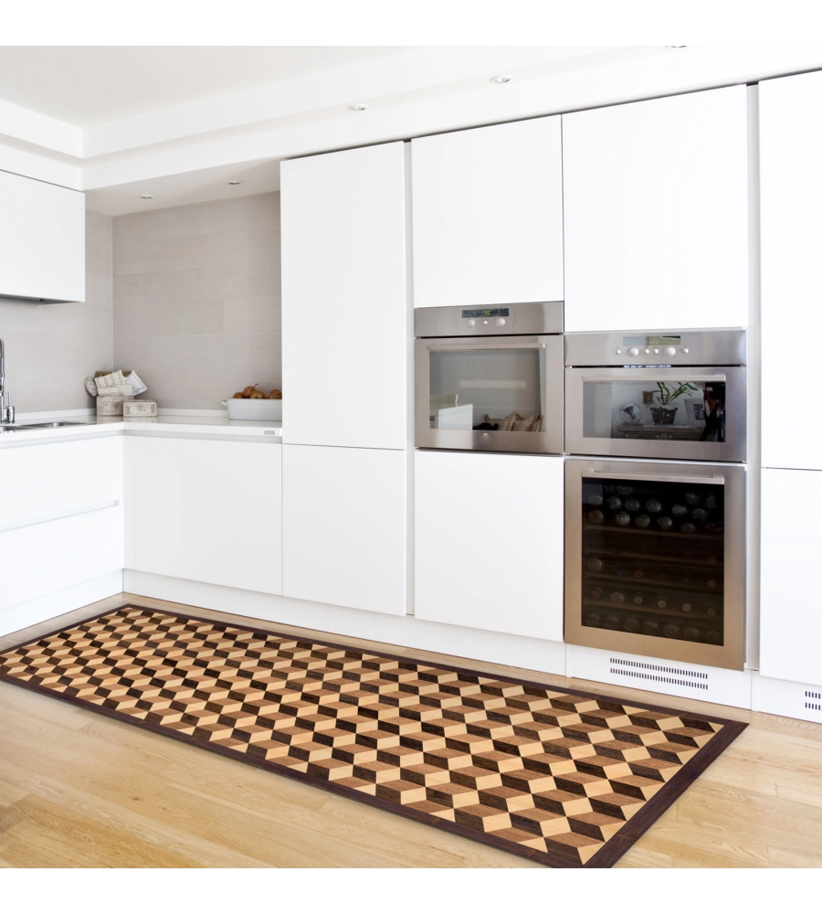 RUNNER IN VINILE GEOMETRIC PARQUET, 50X240 CM