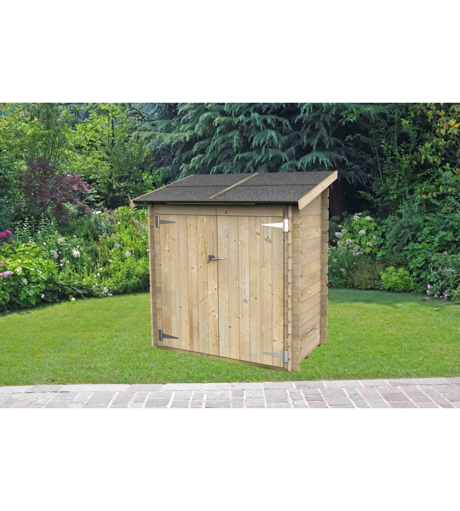 CASETTA IN LEGNO ADDOSSATA DA GIARDINO ALCE "AMBROGIO" IN ABETE 155X85X165 CM