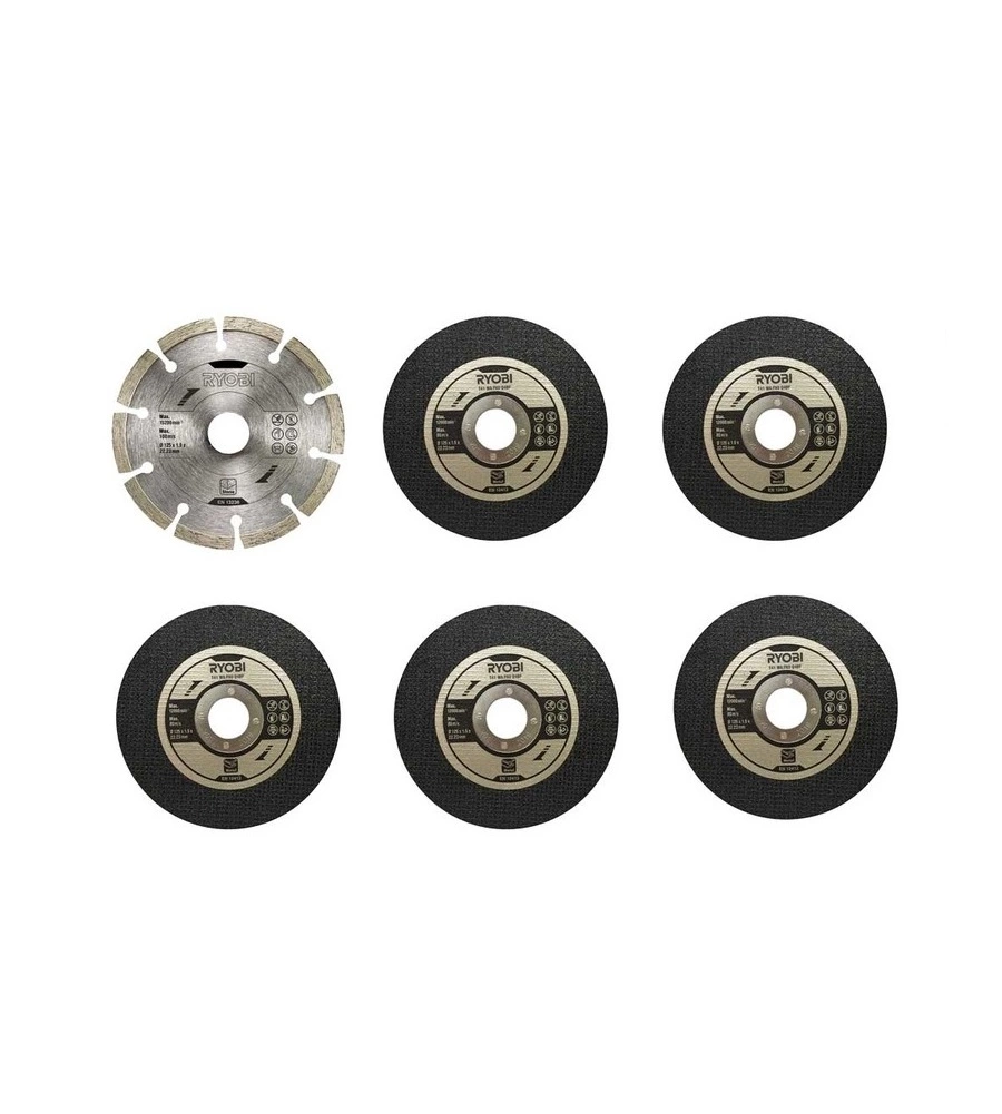 SET DI 6 DISCHI PER SMERIGLIATRICE RAK6AGD125, DIAMETRO 125 MM - RYOBI