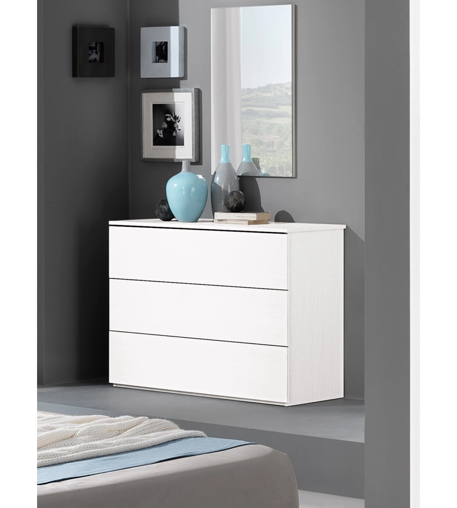 CASSETTIERA "GIOTTO" 3 CASSETTI BIANCO GRAFFIATO, 105X45X75 CM