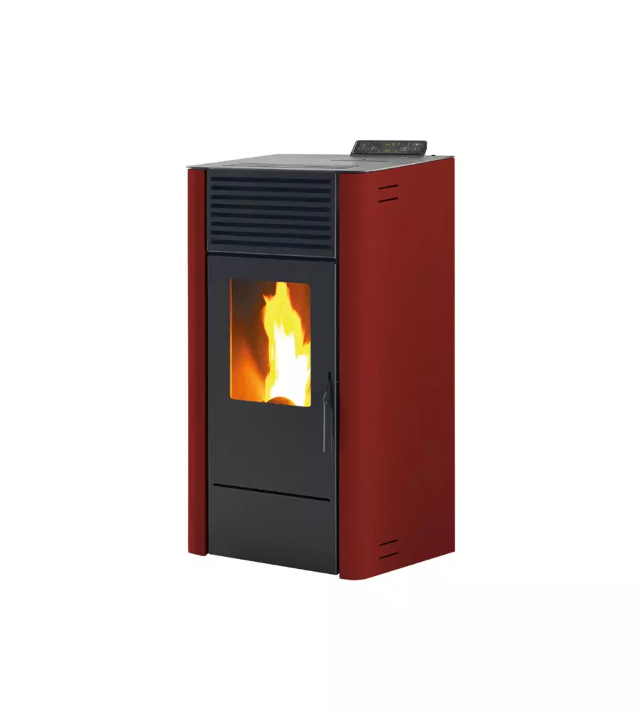 Stufa a pellet ventilata Caris "Dalia" bordeaux 7,5 kW