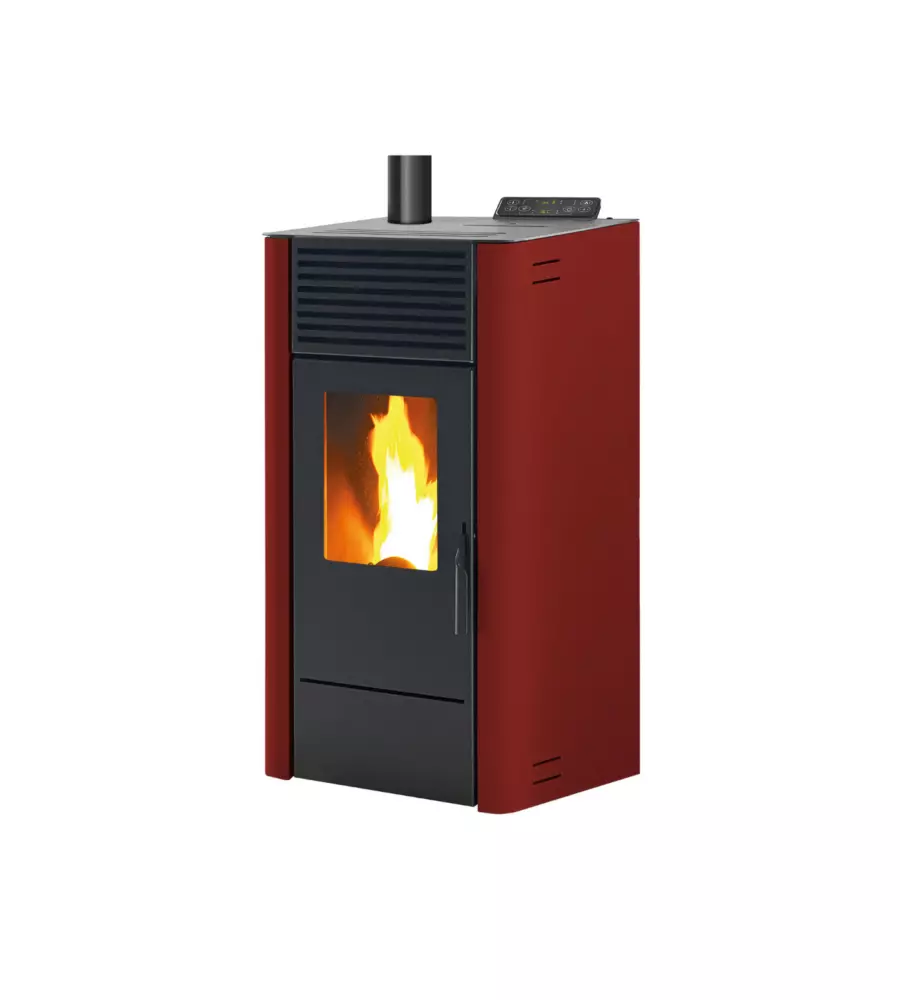 Stufa a pellet ventilata Caris "Dalia" bordeaux 7,5 kW