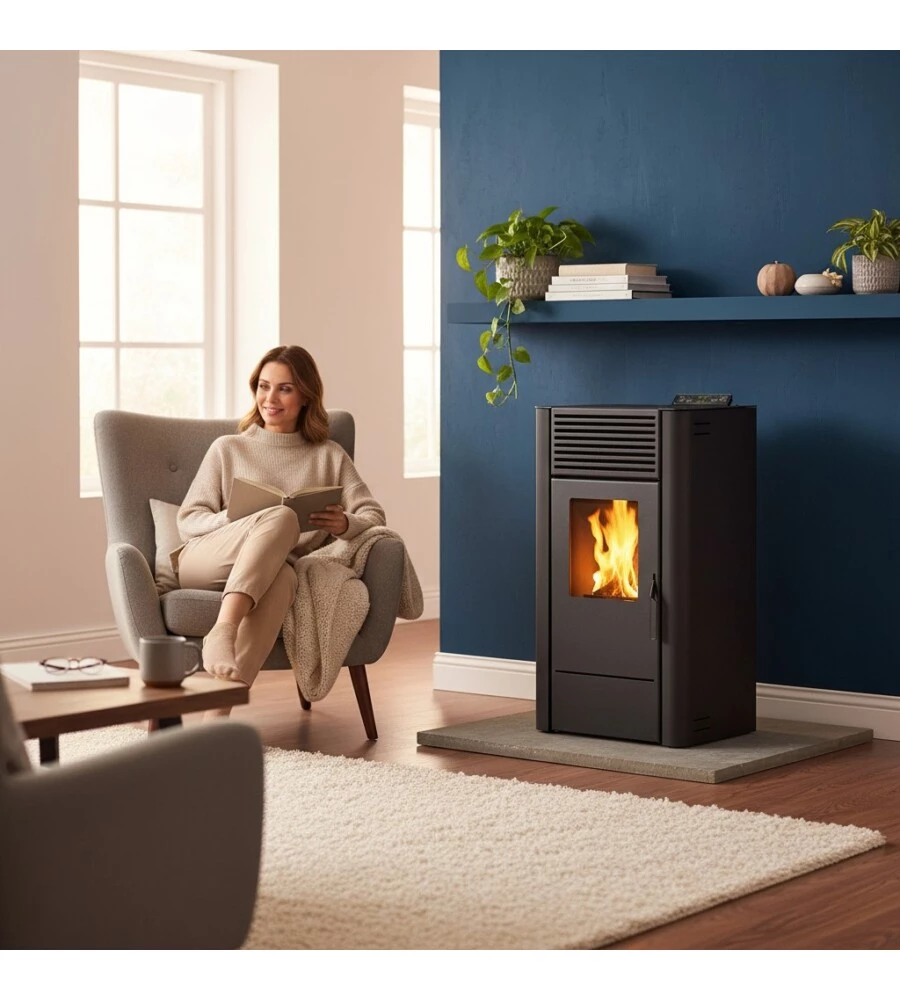 Stufa a pellet ventilata Caris "Dalia" antracite 7,5 kW