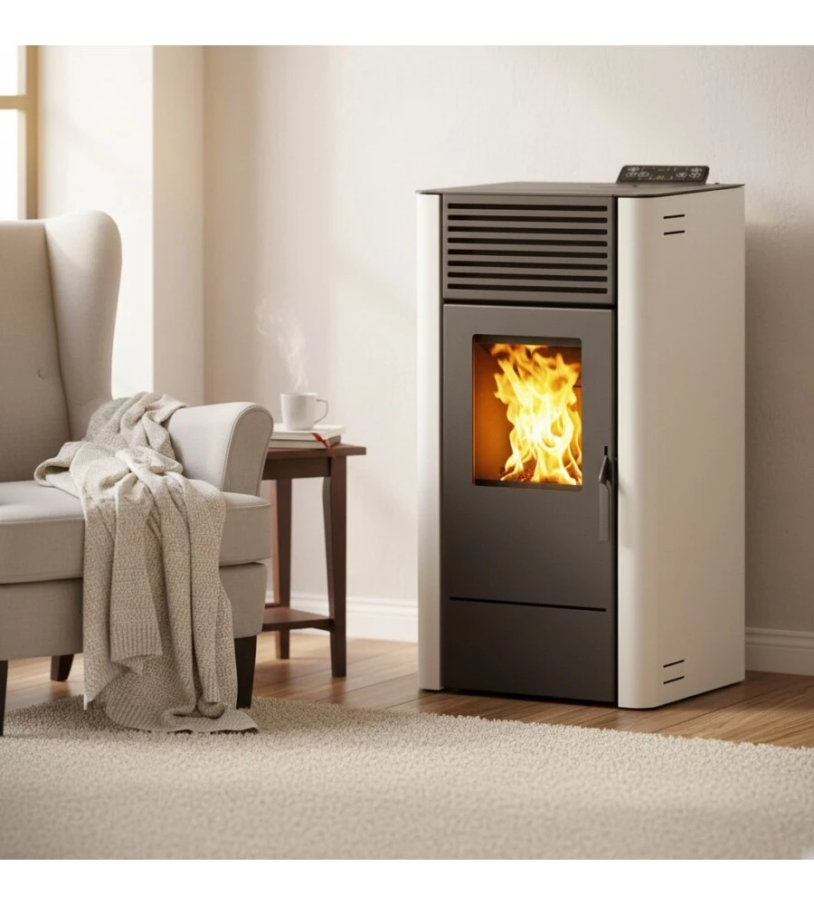 Stufa a pellet ventilata Caris "Dalia" bianco7,5 kW
