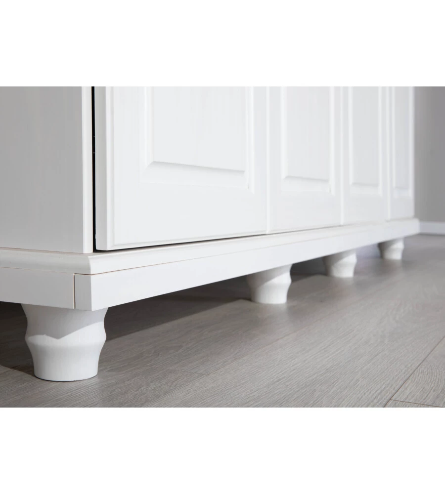 ARMADIO 4 ANTE IN PINO MASSELLO BIANCO, 182X59,5X197,5 CM