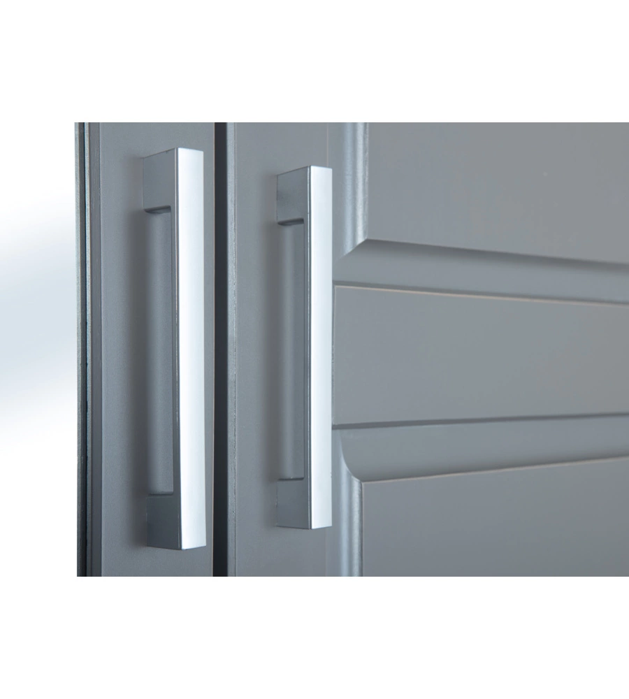 ARMADIO 3 ANTE E 3 CASSETTI IN LEGNO DI PINO MASSELLO GRIGIO, 140X55X190 CM