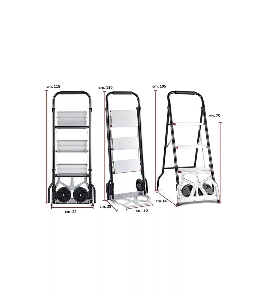 SCALA-CARRELLO CON DOPPIA FUNZIONE, PORTATA 160 KG - GRIMA