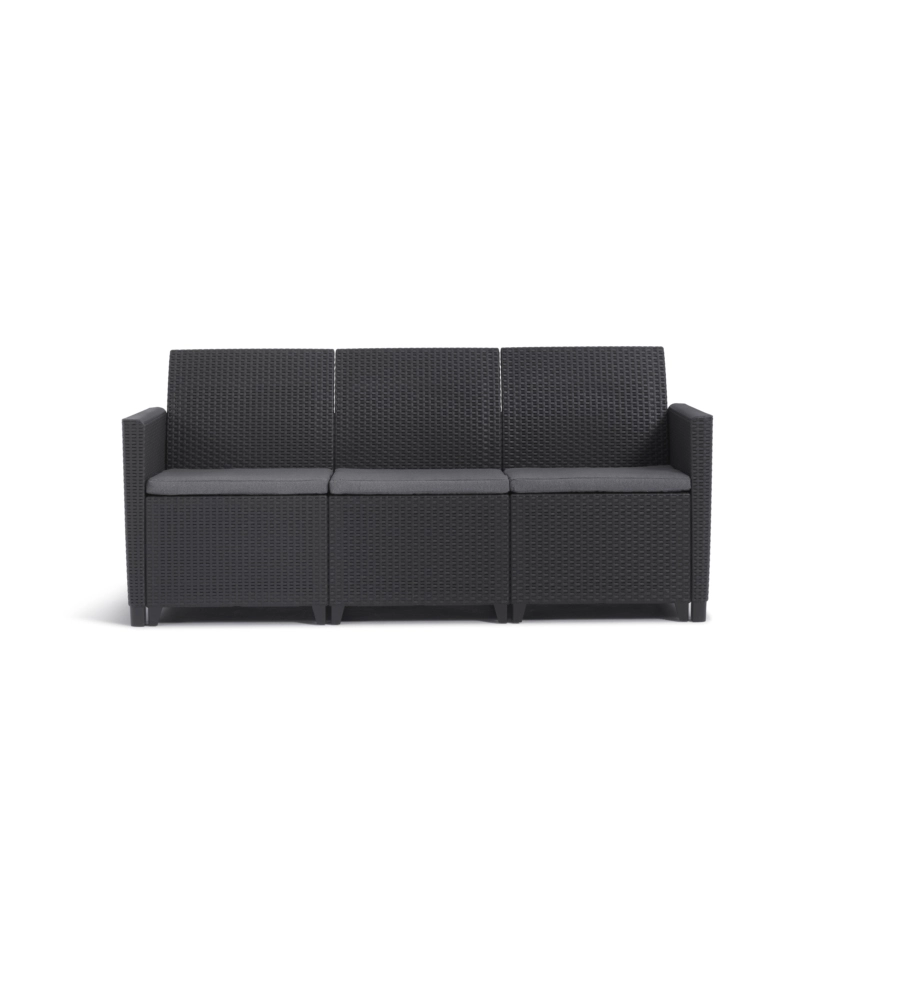 SET DA GIARDINO "CLAIRE LOUNGE" CON 2 POLTRONE, UN DIVANO A 3 POSTI E TAVOLO, COLORE GRAFITE - KETER