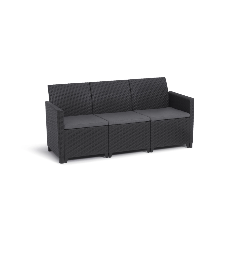 SET DA GIARDINO "CLAIRE LOUNGE" CON 2 POLTRONE, UN DIVANO A 3 POSTI E TAVOLO, COLORE GRAFITE - KETER