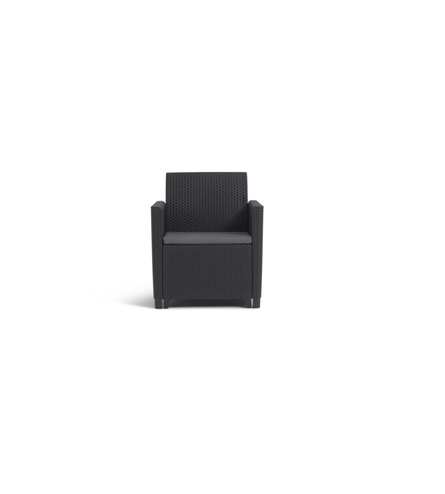 SET DA GIARDINO "CLAIRE LOUNGE" CON 2 POLTRONE, UN DIVANO A 3 POSTI E TAVOLO, COLORE GRAFITE - KETER