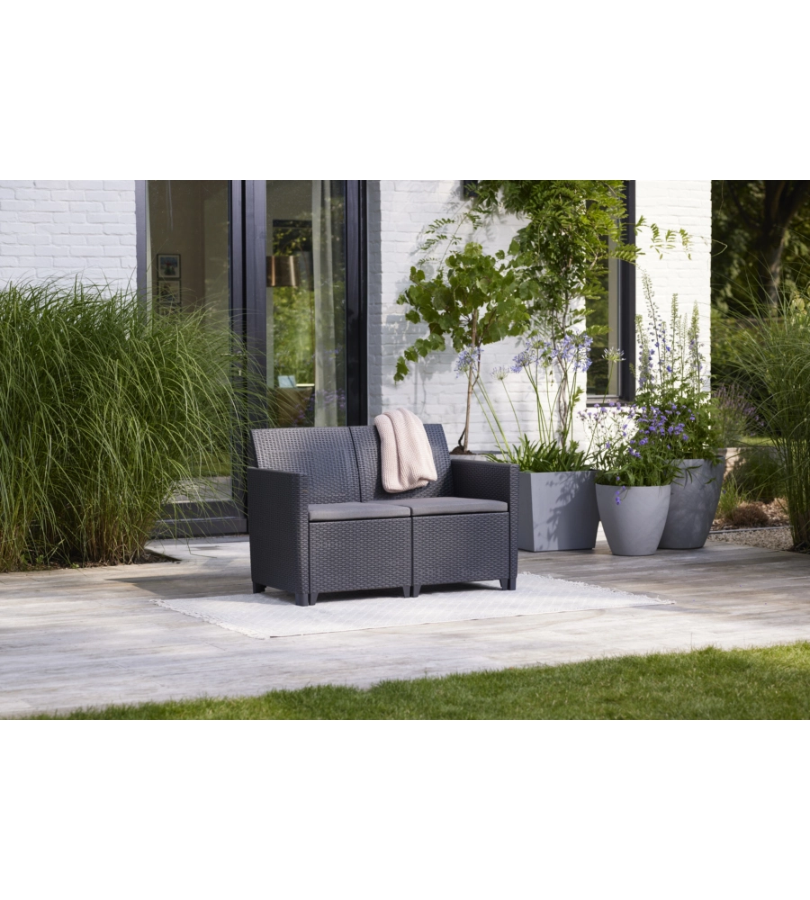 SET KETER "CLAIRE LOUNGE" DA ESTERNO CON DUE DIVANI A DUE POSTI E UN TAVOLO 55,5X55,5 COLOR GRAFITE - K253445