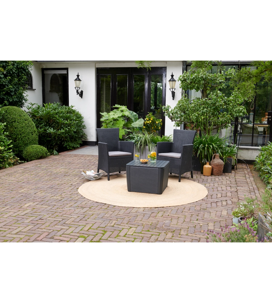 POLTRONA DA GIARDINO "IOWA DINING CHAIR" CON CUSCINO COLORE GRAFITE, 89X60X62 CM - KETER