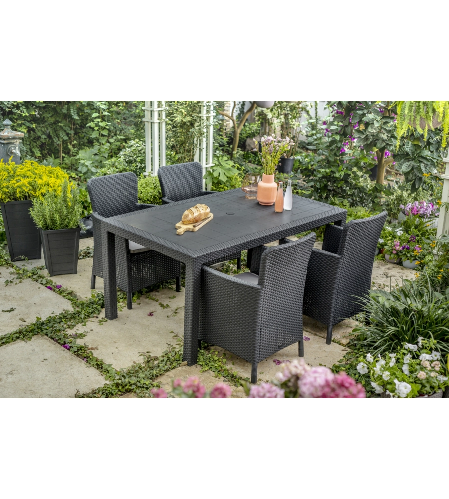 POLTRONA DA GIARDINO "IOWA DINING CHAIR" CON CUSCINO COLORE GRAFITE, 89X60X62 CM - KETER