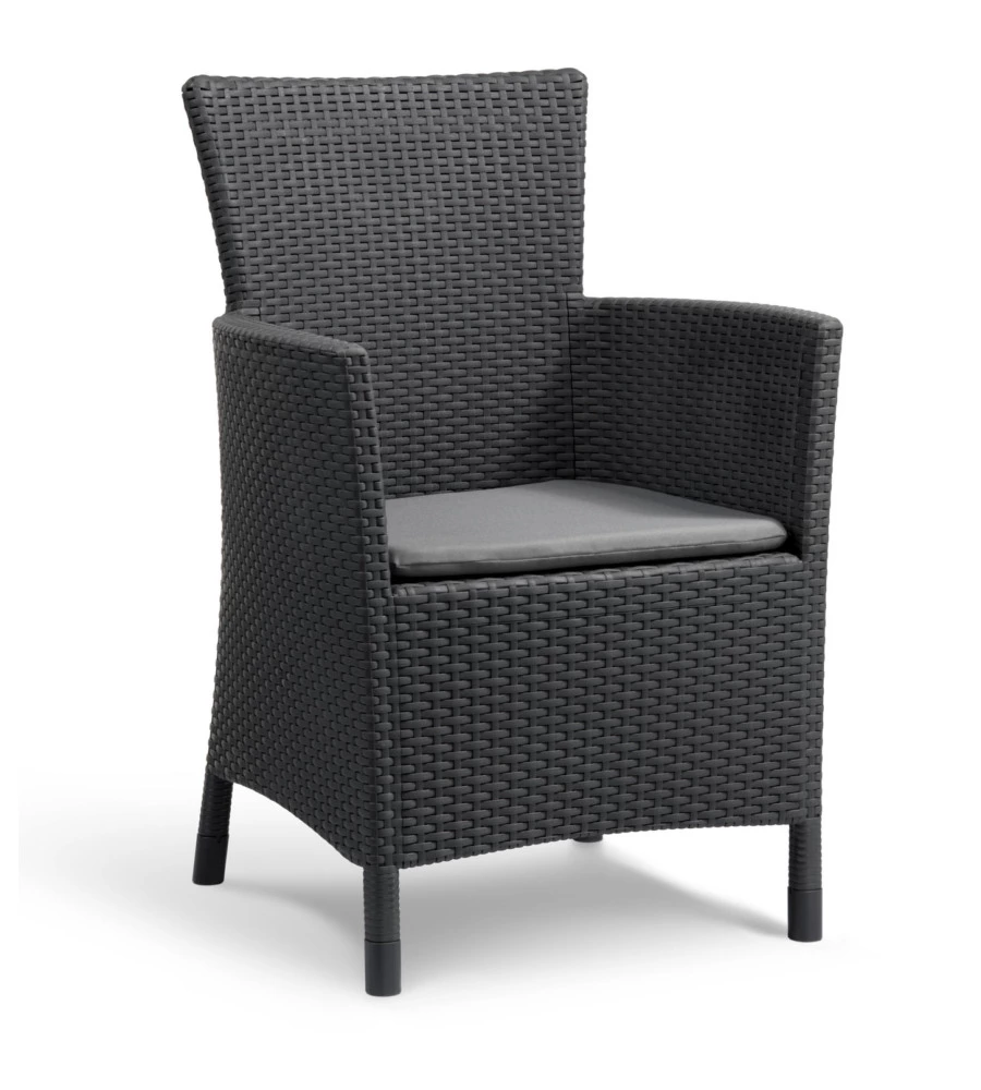 POLTRONA DA GIARDINO "IOWA DINING CHAIR" CON CUSCINO COLORE GRAFITE, 89X60X62 CM - KETER