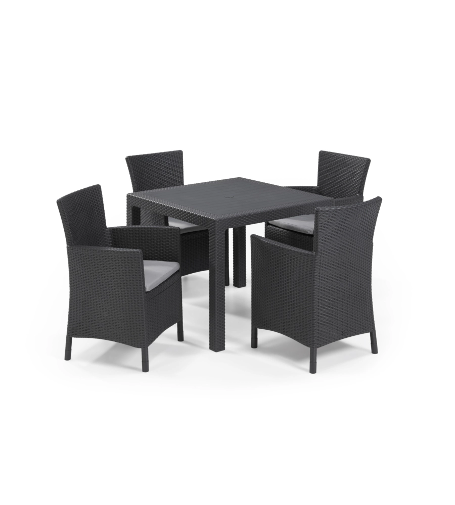 POLTRONA DA GIARDINO "IOWA DINING CHAIR" CON CUSCINO COLORE GRAFITE, 89X60X62 CM - KETER