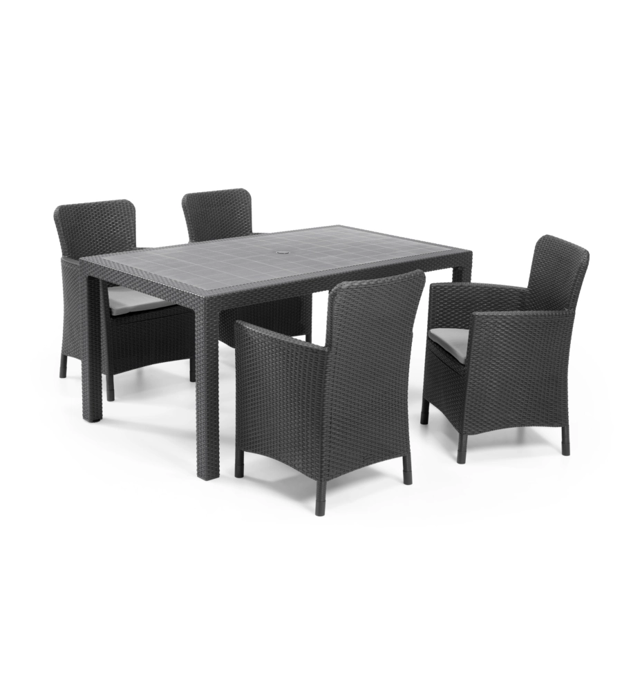 POLTRONA DA GIARDINO "IOWA DINING CHAIR" CON CUSCINO COLORE GRAFITE, 89X60X62 CM - KETER