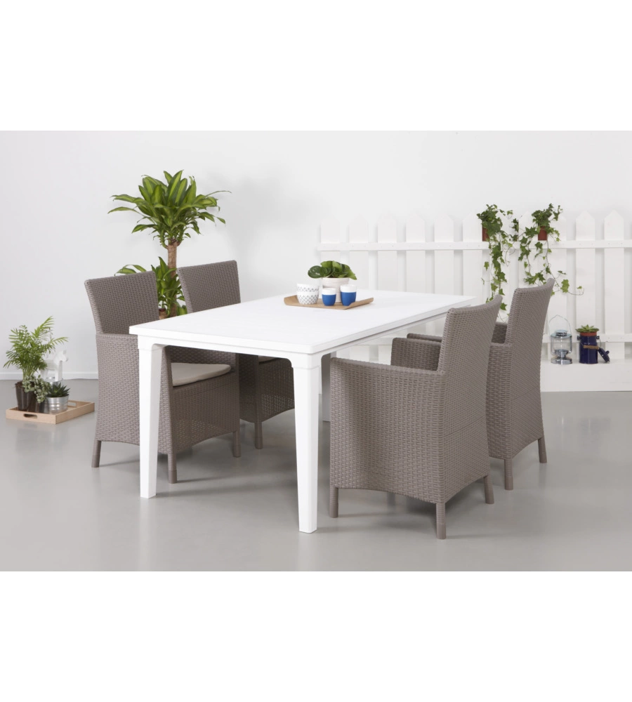 POLTRONA DA GIARDINO "IOWA DINING CHAIR" CON CUSCINO COLORE CAPPUCCINO, 89X60X62 CM - KETER