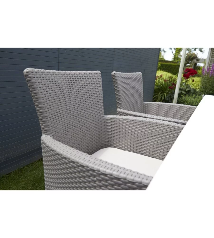 POLTRONA DA GIARDINO "IOWA DINING CHAIR" CON CUSCINO COLORE CAPPUCCINO, 89X60X62 CM - KETER