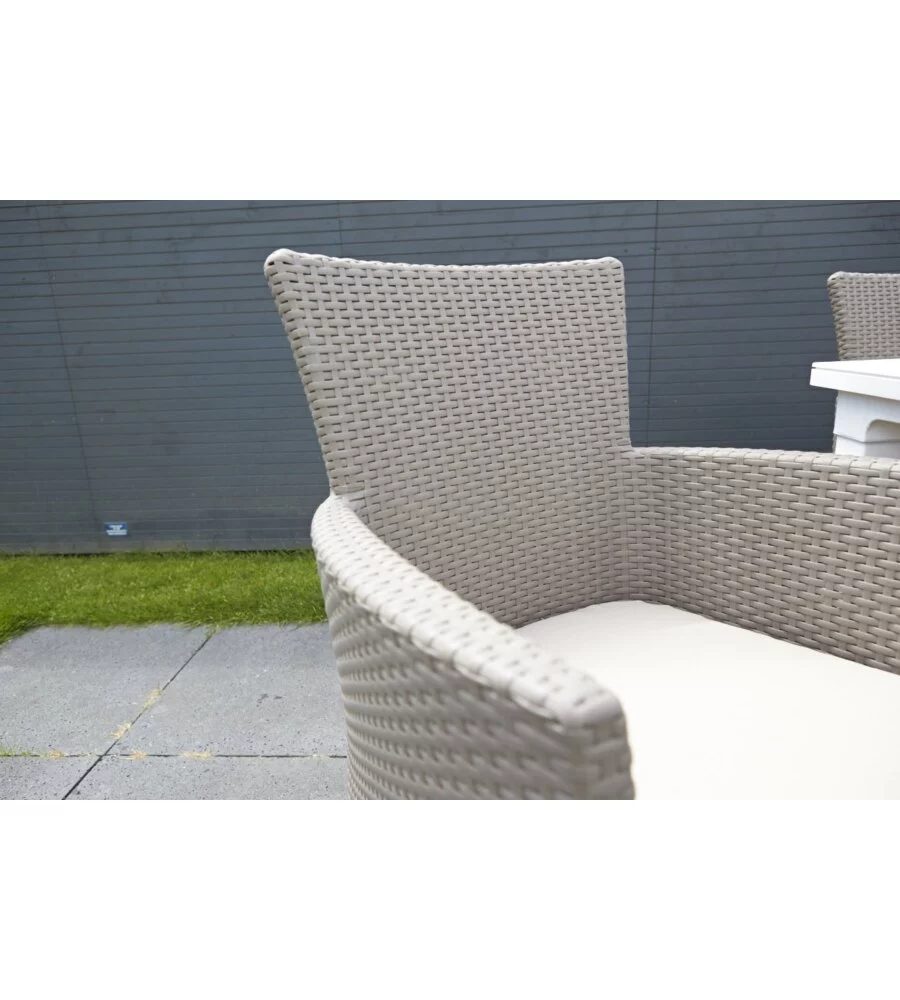 POLTRONA DA GIARDINO "IOWA DINING CHAIR" CON CUSCINO COLORE CAPPUCCINO, 89X60X62 CM - KETER