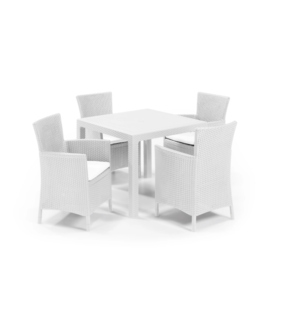POLTRONA DA GIARDINO "IOWA DINING CHAIR" CON CUSCINO COLORE BIANCO, 89X60X62 CM - KETER