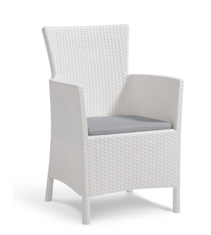 POLTRONA DA GIARDINO "IOWA DINING CHAIR" CON CUSCINO COLORE BIANCO, 89X60X62 CM - KETER
