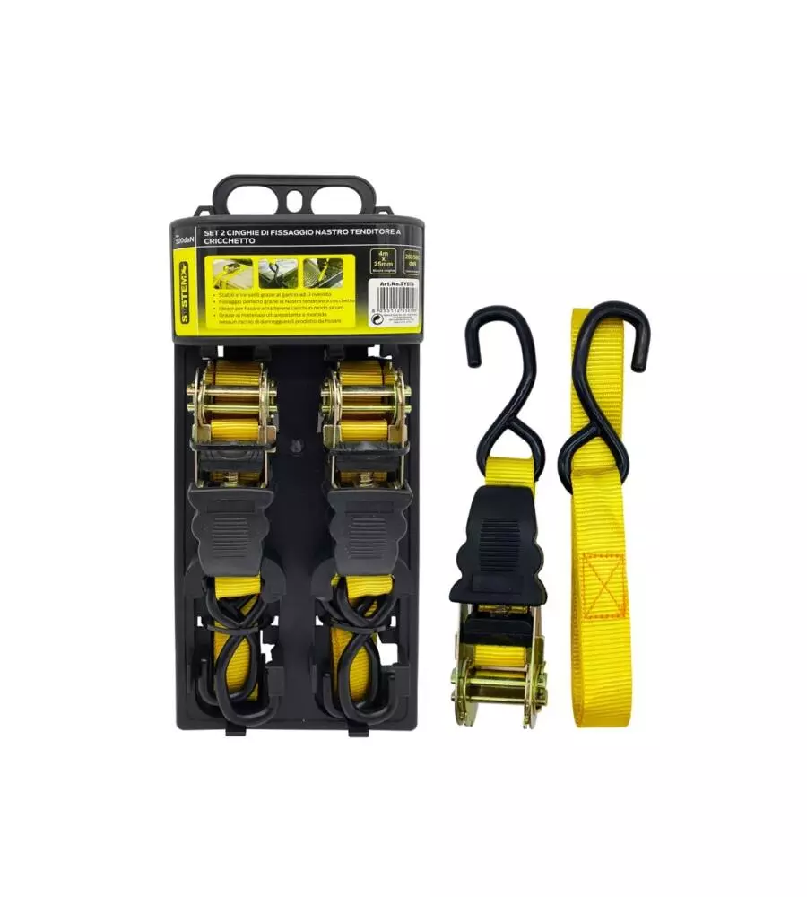 SET 2 CINGHIE A CRICCHETTO 25 MM X 4 MT - SYSTEM+