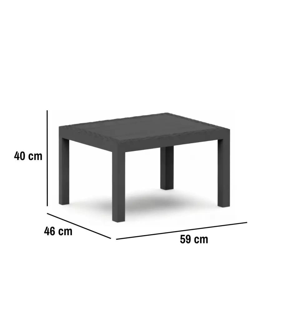 SET DA GIARDINO "JUNGLE" IN POLIPROPILENE CON CUSCINI ANTRACITE 4 SEDUTE E TAVOLINO