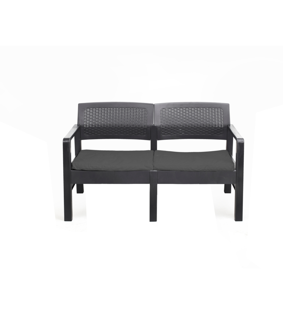PANCA DA ESTERNO "SAWU" IN POLIPROPILENE CON CUSCINO ANTRACITE 121X58X74 CM