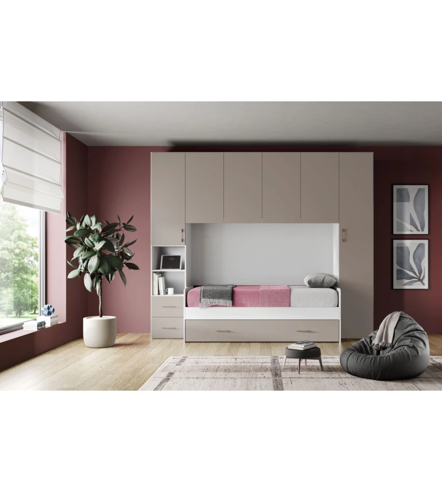CAMERA PONTE "PONTE EASY" BIANCO FRASSINO GRIGIO 287,4X92X245 CM