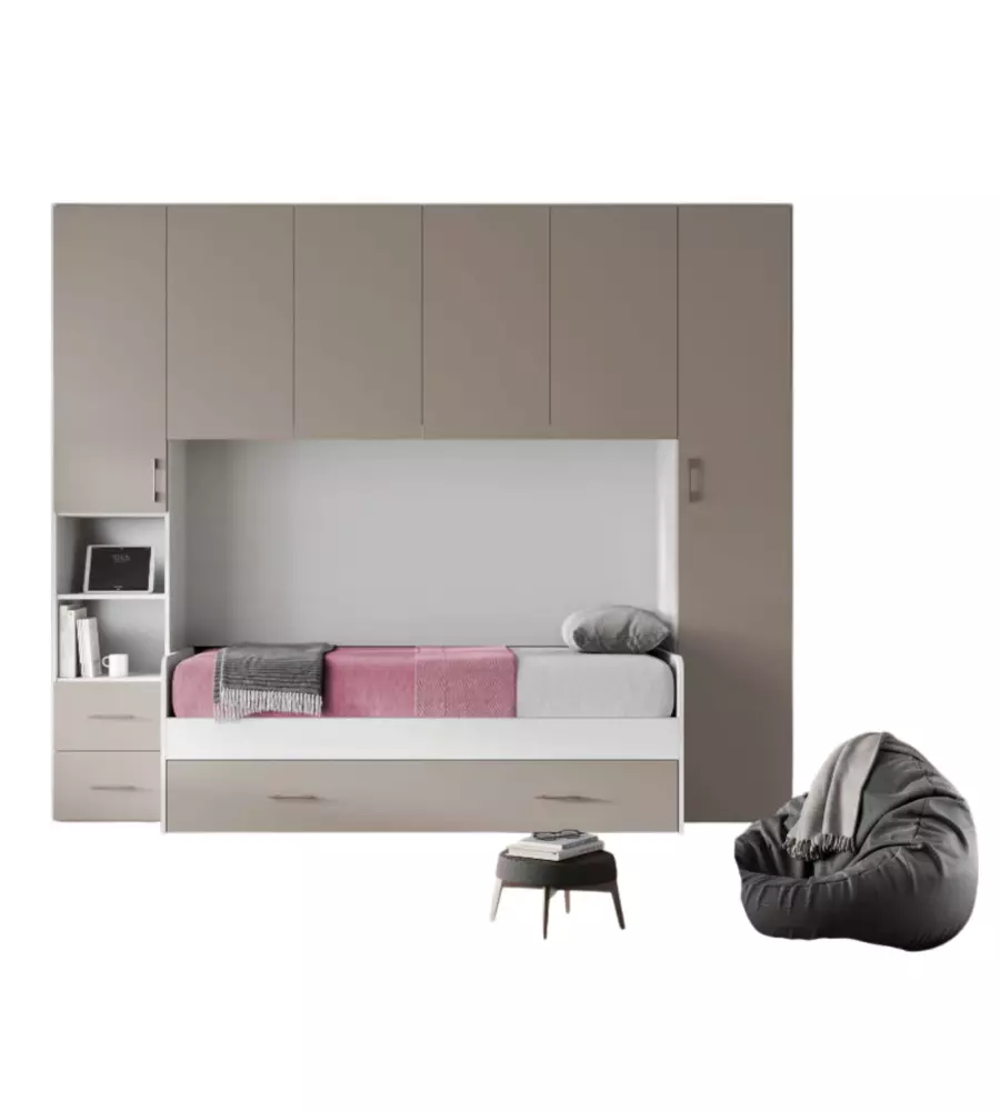 CAMERA PONTE "PONTE EASY" BIANCO FRASSINO GRIGIO 287,4X92X245 CM