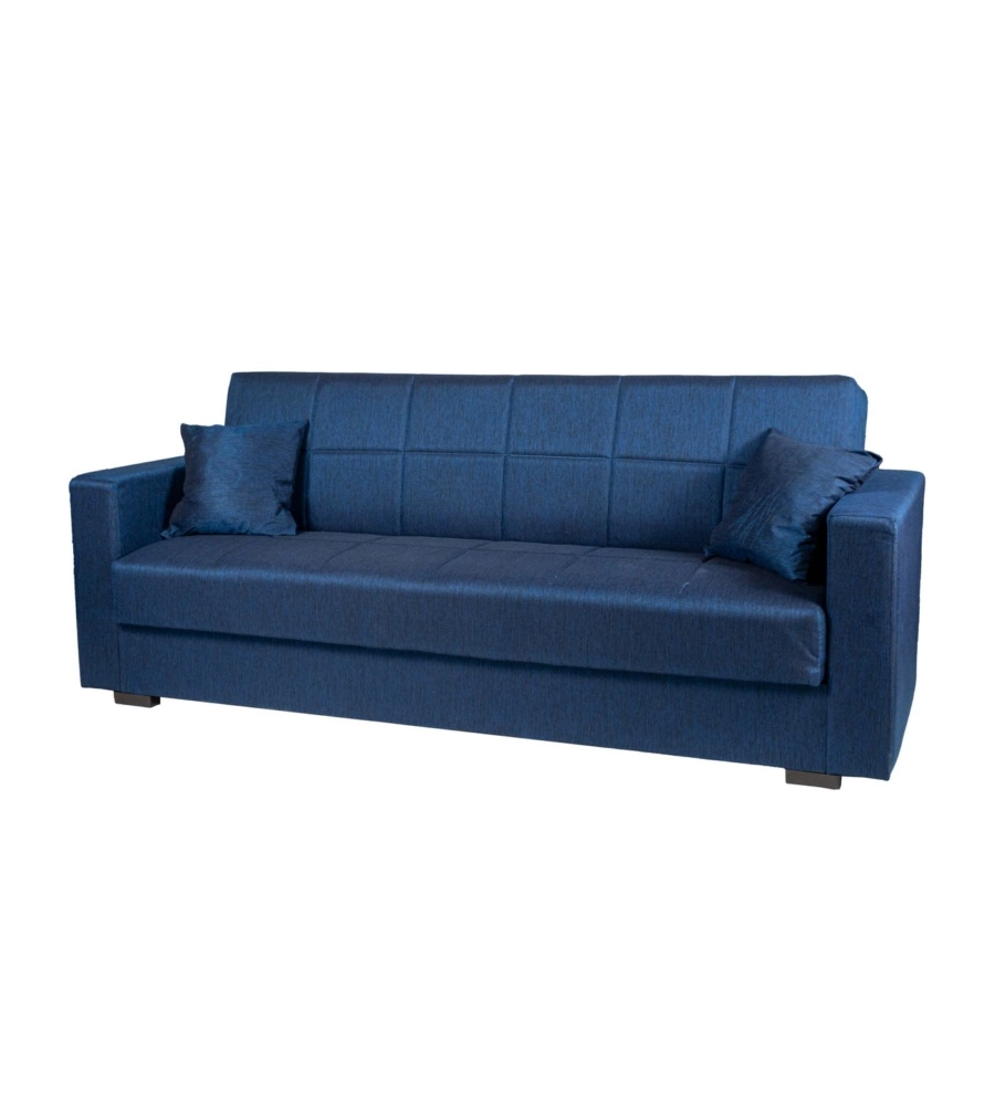DIVANO LETTO "NORA" 3 POSTI IN TESSUTO BLU, 212X80X87 CM