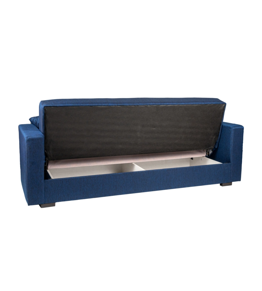 DIVANO LETTO "NORA" 3 POSTI IN TESSUTO BLU, 212X80X87 CM
